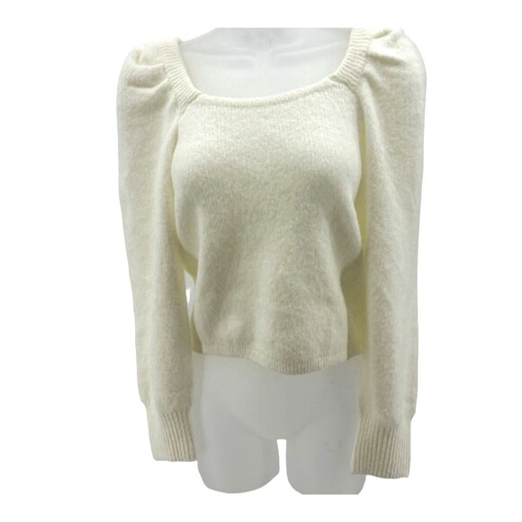 Endless Rose Sweaters - Endless Rose Cream Crew Neck Sweater with Balloon Sleeves NWT